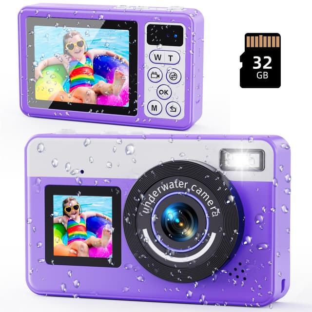 Digitalkamera 10FT Unterwasserkamera mit 32GB - Lila 📸🌊