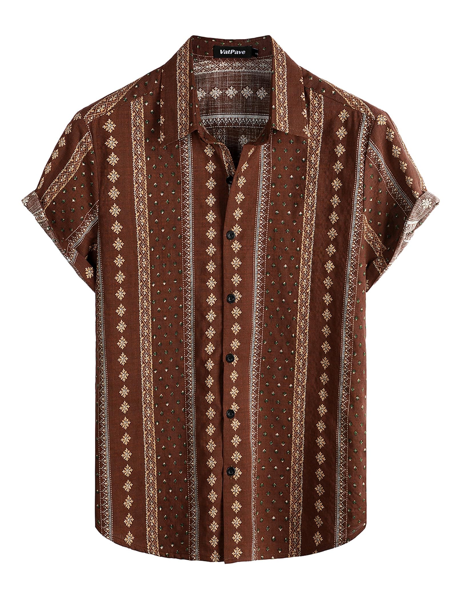 🌺 VATPAVE Herren Hawaii Hemd Männer Kurzarm Sommer Freizeithemd Casual Strand Blumen Hawaiihemd XL Kaffee 🌴