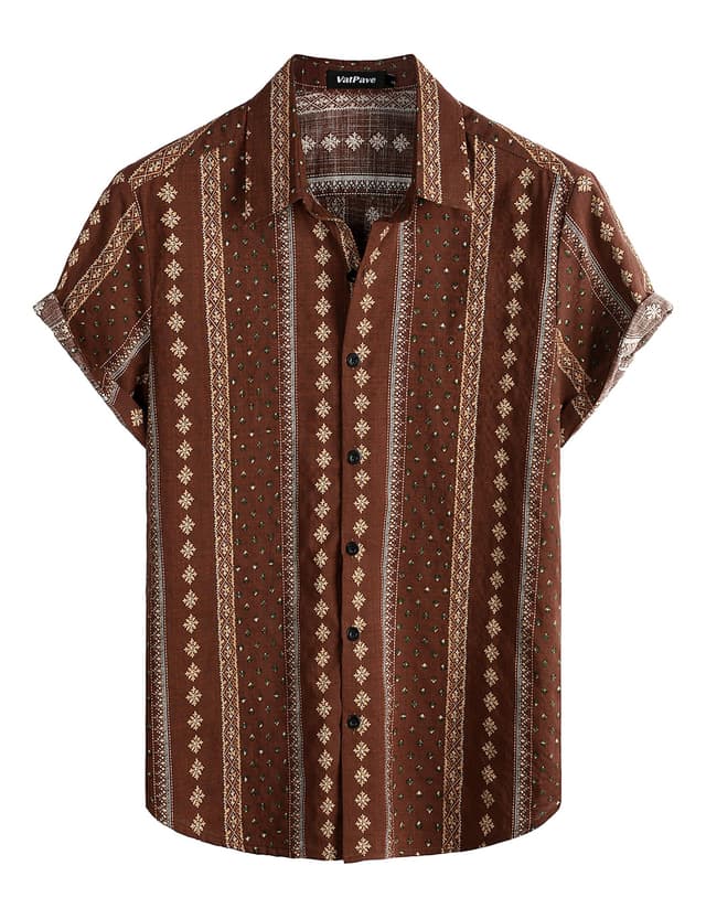 🌺 VATPAVE Herren Hawaii Hemd Männer Kurzarm Sommer Freizeithemd Casual Strand Blumen Hawaiihemd XL Kaffee 🌴