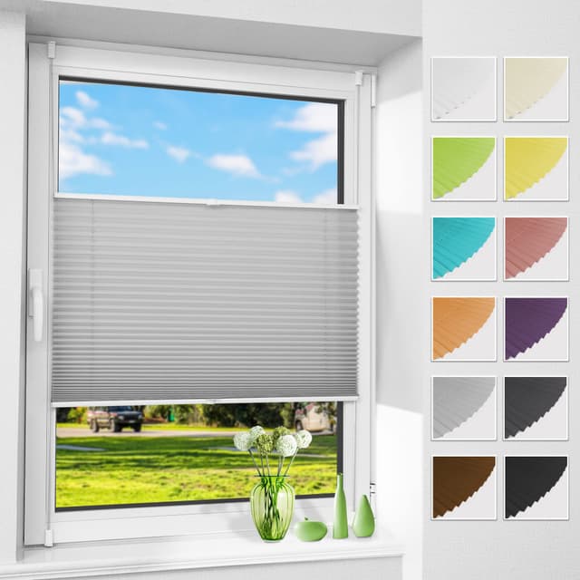 Allesin Plissee ohne Bohren Klemmfix Hellgrau 85x230cm 🏡🌞