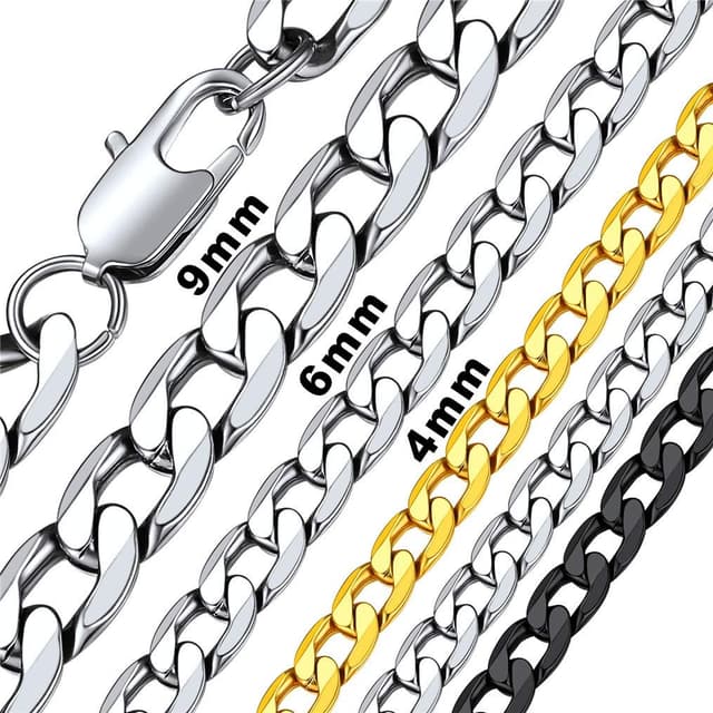 Bandmax Klassische Panzerkette Halskette 4mm/6mm/9mm breit kubanische Gliederkette für Damen Herren Jungen Mädchen 😎🎉