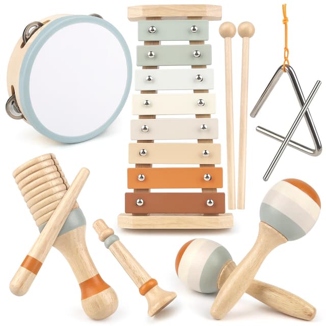 🎶 Vanplay Musikinstrumente für Kinder ab 3 Jahre 🎵 Holzspielzeug Trommel Xylophone 🥁 Baby Musikspielzeug Medium