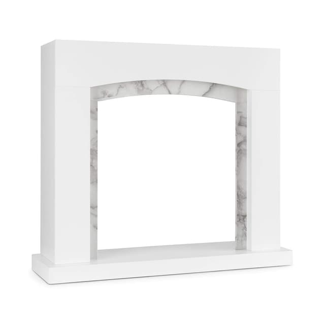 🔥🏡 Klarstein Studio Frame II Kamingehäuse - Dekokamin, modernes Design, MDF, Marmordekoration, weiß 🏡🔥