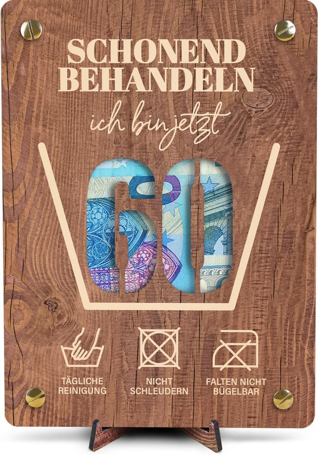 XL Geldgeschenk aus Holz zum 60. Geburtstag 💌🌳📝🎁♻️