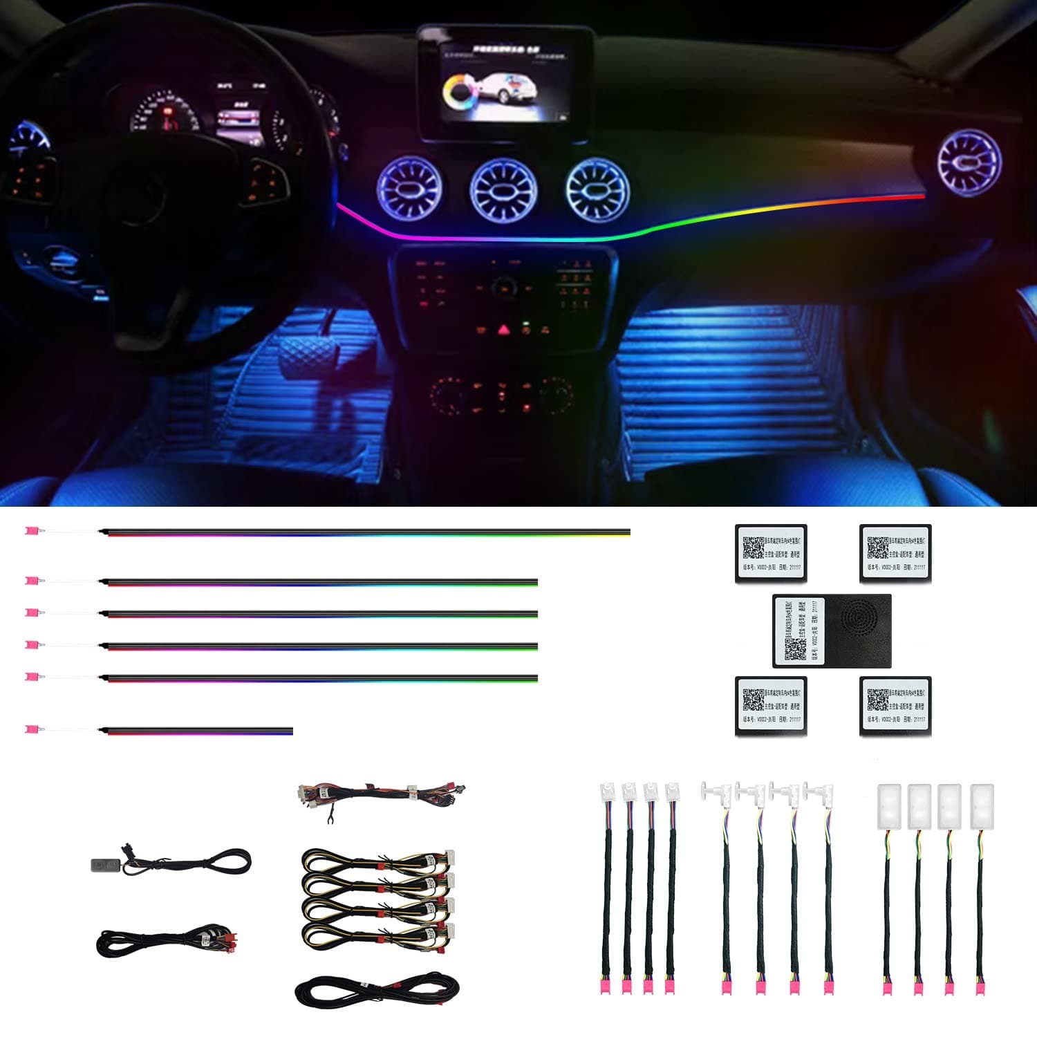 Auto Innenraumbeleuchtung 18-in-1 HMYC 128 Bunte LED Acryl Faseroptikstreifen 🌟