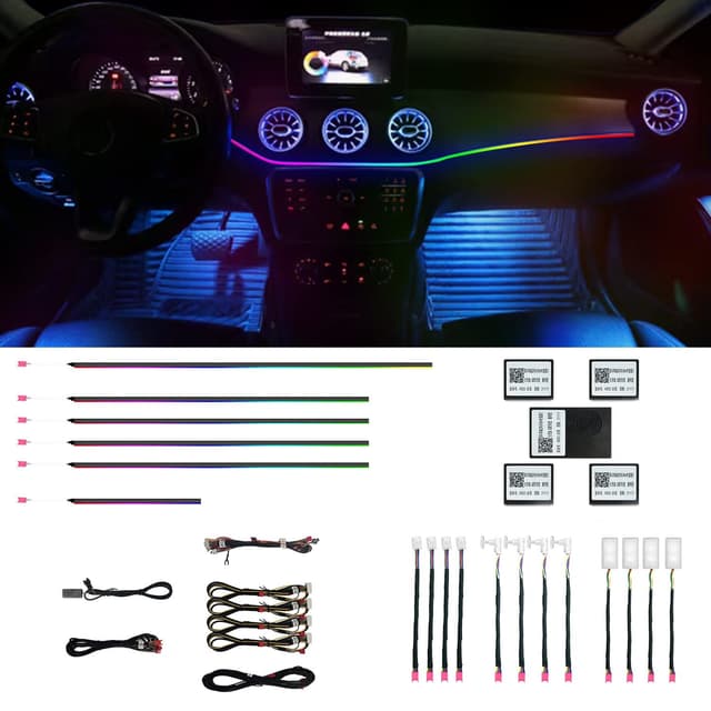 Auto Innenraumbeleuchtung 18-in-1 HMYC 128 Bunte LED Acryl Faseroptikstreifen 🌟