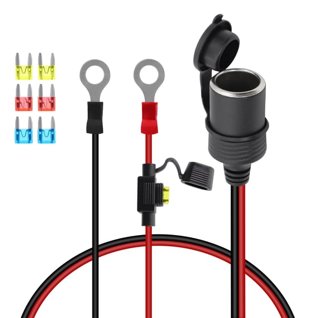 🔌🚗 GELRHONR Zigarettenanzünder Buchse Wasserdicht | 12V-24V Zigarettenanzünder Buchse mit Ringkabelschuhe | 20A Sicherung | Auto/Boot/Motorrad