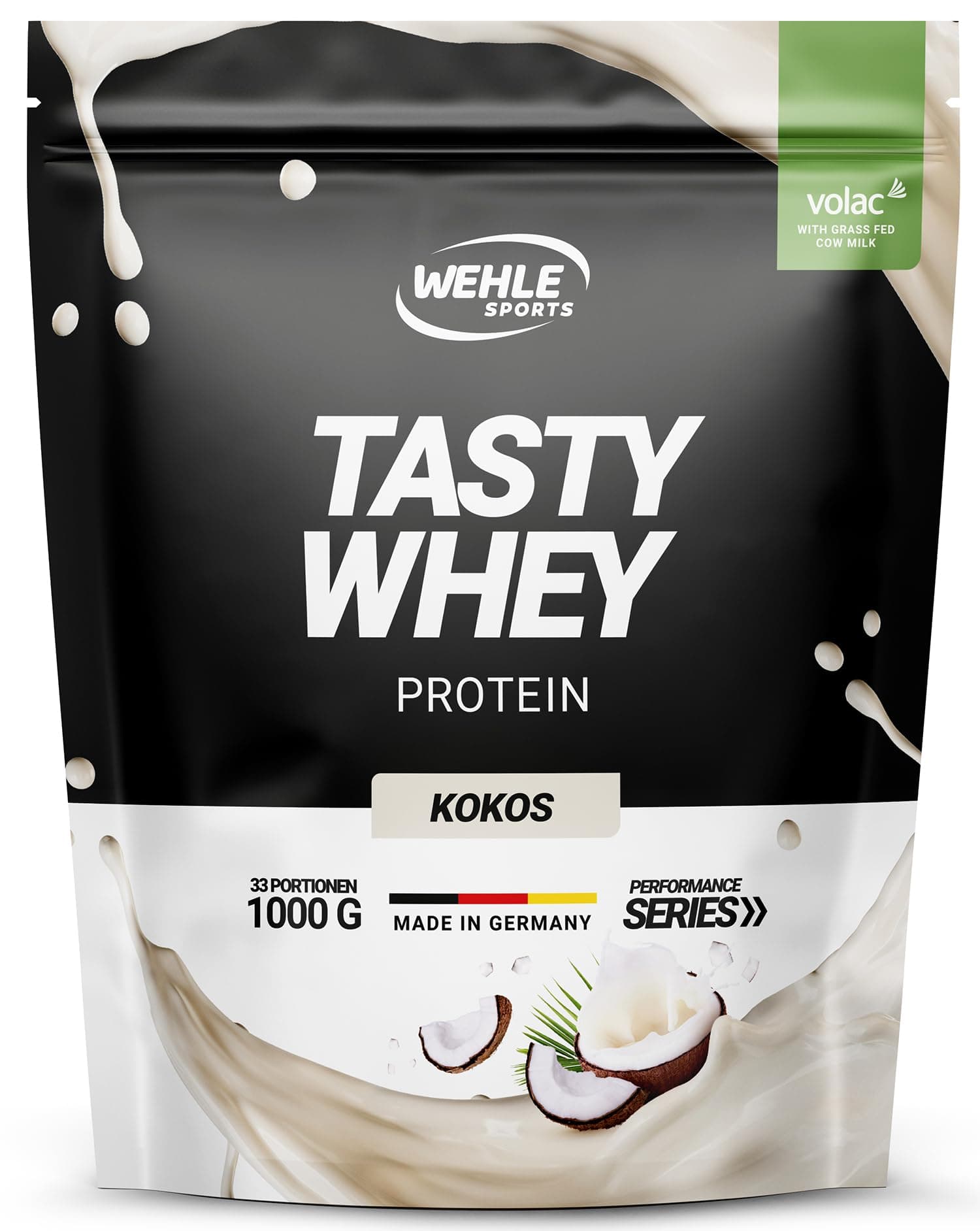 Wehle Sports Whey Protein (1000g) Proteinshake Eiweiß-Shake mit hochwertigem Molkenprotein - Kokos (mit Stückchen) 🥥