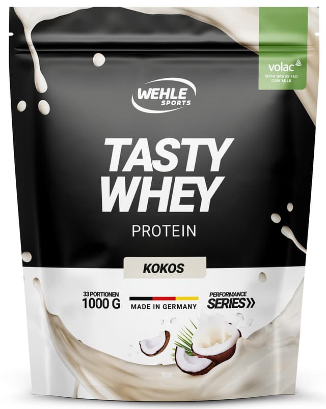 Wehle Sports Whey Protein (1000g) Proteinshake Eiweiß-Shake mit hochwertigem Molkenprotein - Kokos (mit Stückchen) 🥥