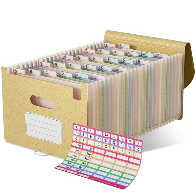 🌿 EcoStash Dokumentenmappe A4 26 Fächer | Weizenstroh Fächermappe Sortiermappe 🌈