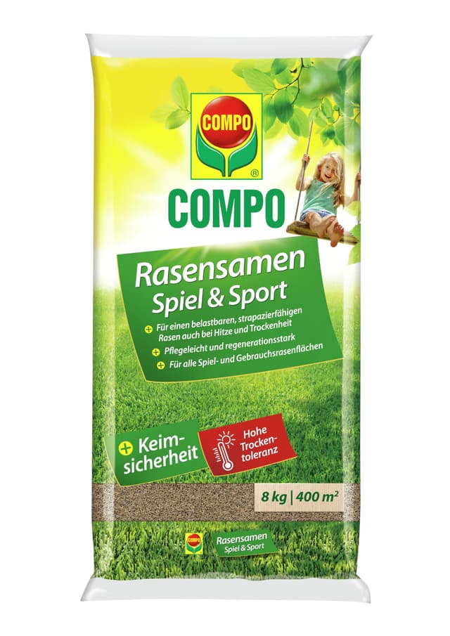 🌱🏞️ Angebot: Compo Rasensaat Spiel und Sport, Universelle Rasenmischung, 8 kg