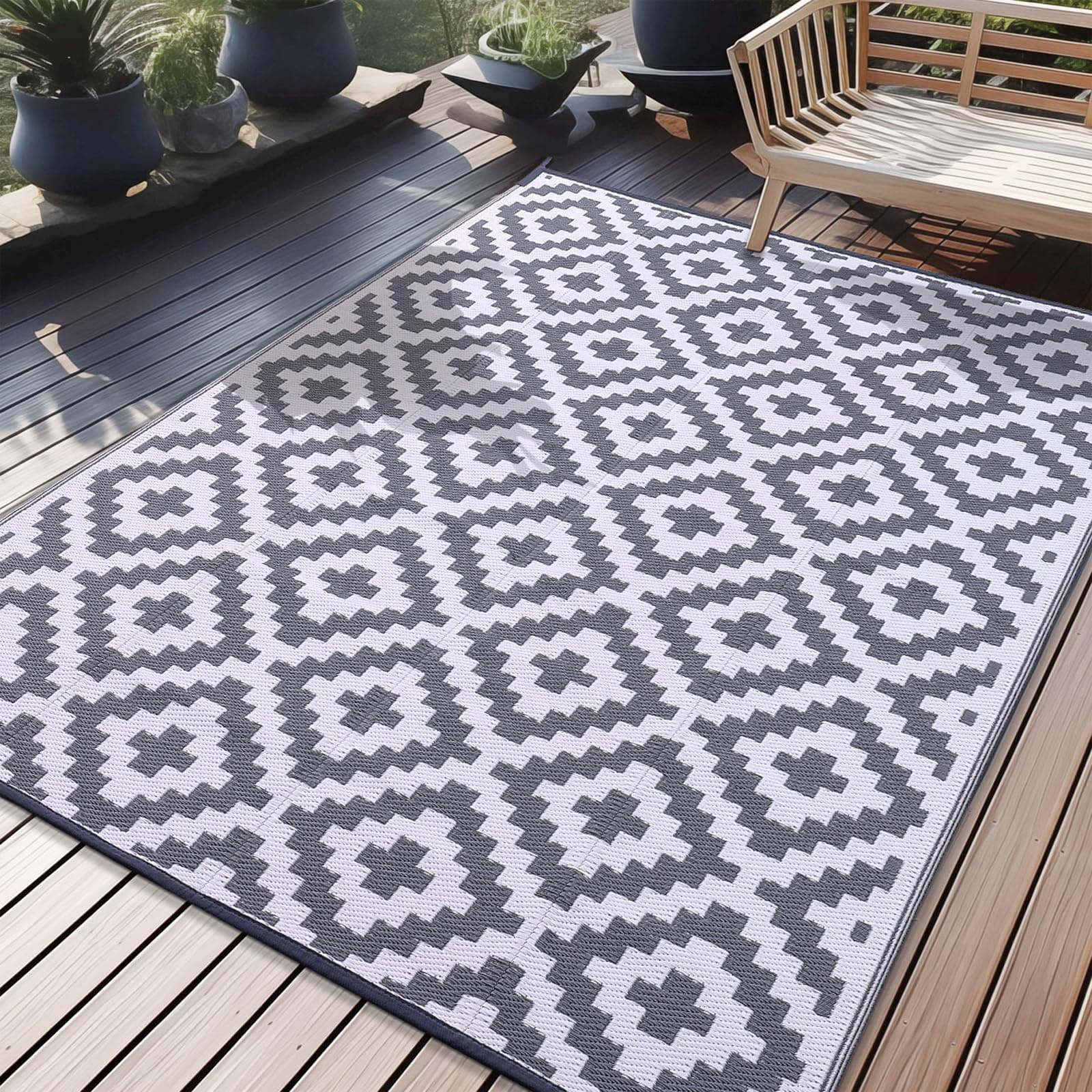 🌞 Homaxy Outdoor Teppich Wetterfest 🌿 Kunststoff Stroh UV-beständig
