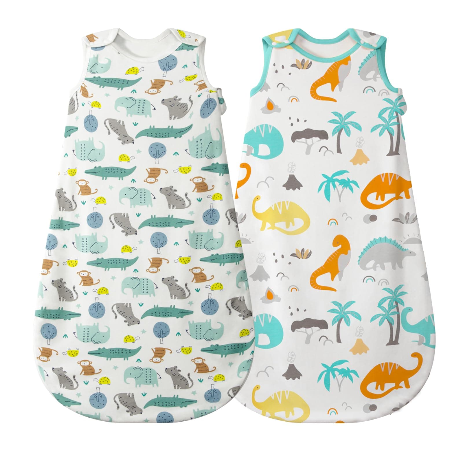 🌞👶 Mosebears Baby Schlafsack Sommer 2-Packung, Cute Animal Cartoon waschbare Decke 0,5 tog für Mädchen und Jungen