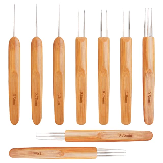 🧶 9PCS Dreadlock-Häkelnadel-Set mit Bambusgriffen 🧵