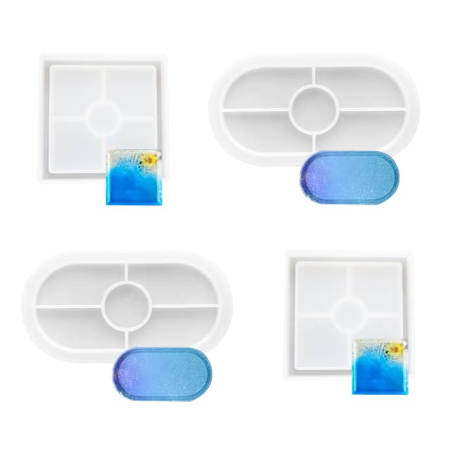 🎨 Silikonform Tablett, 4 Stück Silikonform Teller Untersetzer DIY 🌟