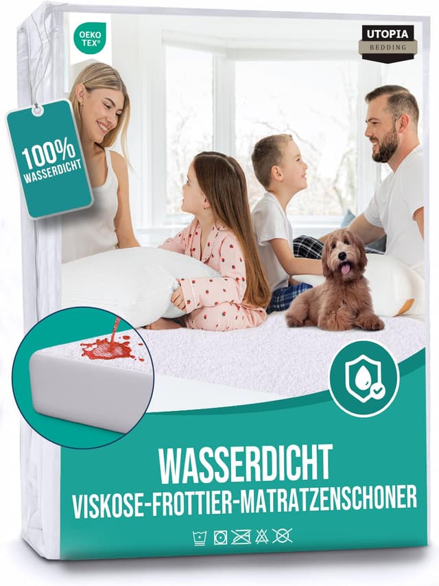 Utopia Bedding Matratzenschoner 150 x 200 x 30 cm 🛏️ Wasserdicht, Viskose, Öko-Tex Zertifiziert