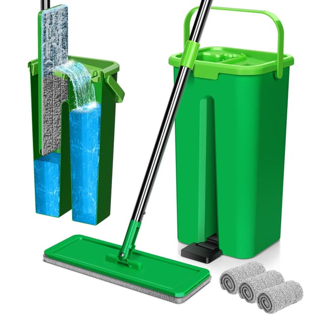 Myiosus Wischmopp Set mit Eimer, Bodenwischer Set, Flachmopp mit Auswringfunktion 🧹
