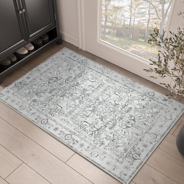 🌸 TOPICK Fußmatte 60x90cm Grau Teppich Vintage Fussmatte 🌺