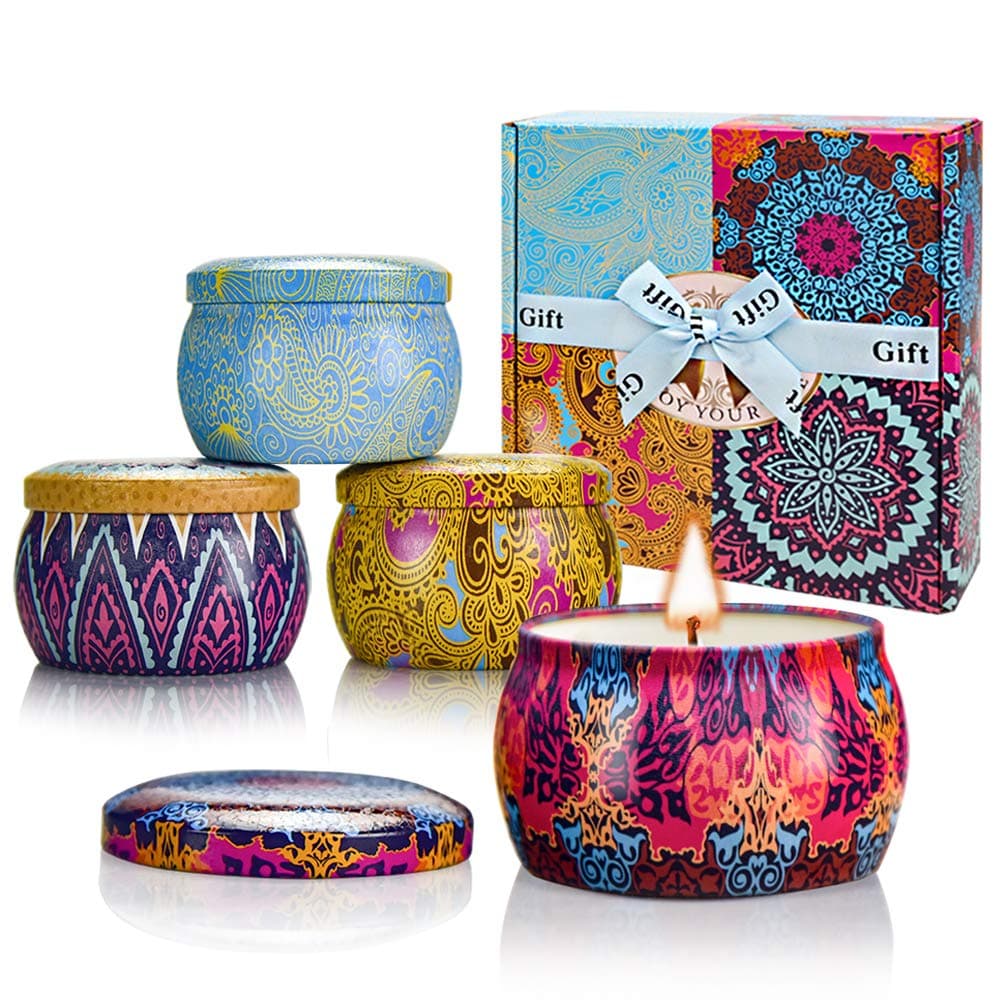 Yinuo Mirror Geschenke für Frauen, 4 * 120g Duftkerzen Geschenkset für Frauen 🕯️🎁