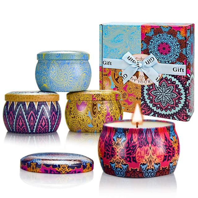 Yinuo Mirror Geschenke für Frauen, 4 * 120g Duftkerzen Geschenkset für Frauen 🕯️🎁