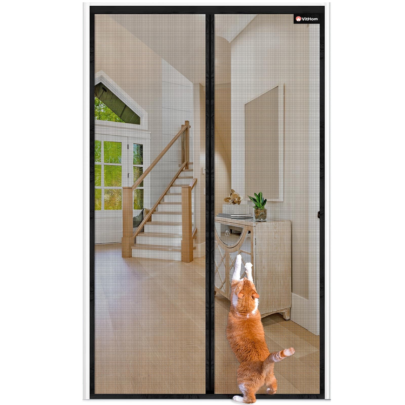 🪲🚪 Flammhemmend Fliegengitter Balkontür Magnet 95x220cm Schwarz