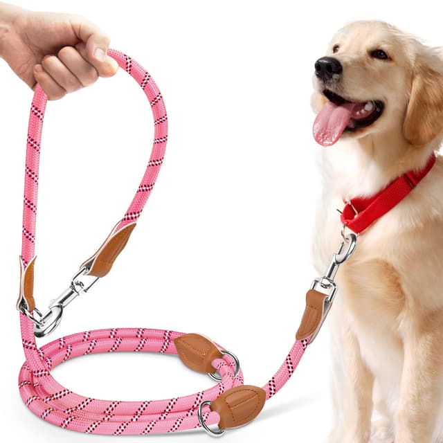 PETCOOZ Hundeleine 3 M Verstellbare Schleppleine für Mittel- & Großhunde(15-60kg), Reflektierende Freihandleine mit 2 Karabiner, Doppelleine aus Robustem Nylon, 200 kg Extreme Kraft 3 M Rosa - Reflektierend 🐾🐕