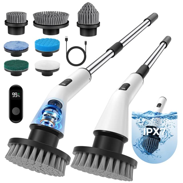 🧼 Elektrische Reinigungsbürste mit 7 austauschbaren Bohrbürstenköpfen 🚿