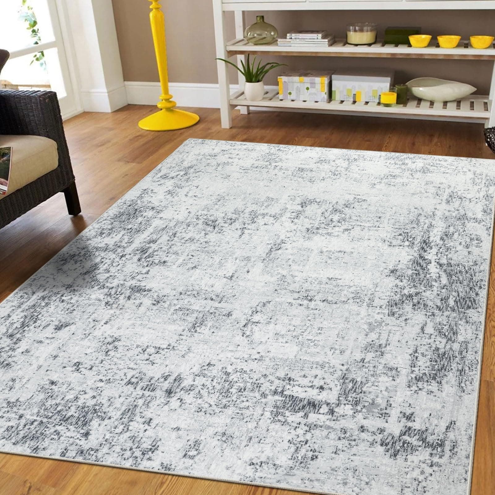Capslpad Grau Abstrakt Teppich Wohnzimmer 120x180cm 🏡