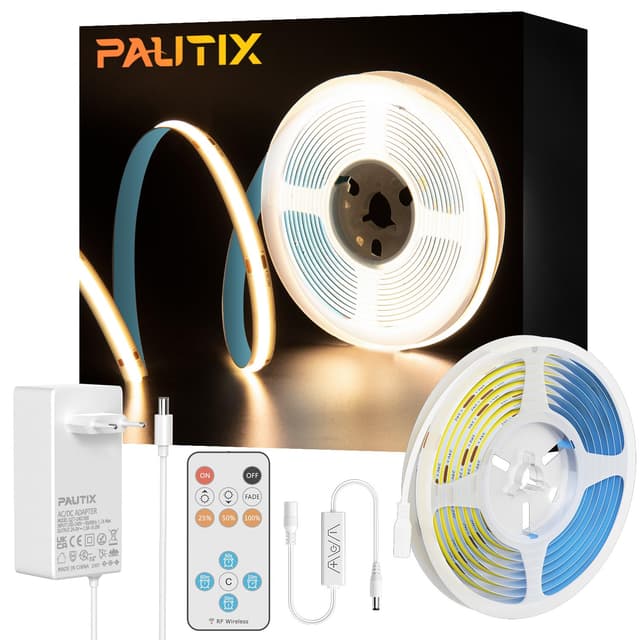 🌟 PAUTIX COB LED Streifen Warmweiß 3000K, 5m 480LEDs/M Dimmbar 24V Flexibel LED Strip lights Set 🌟