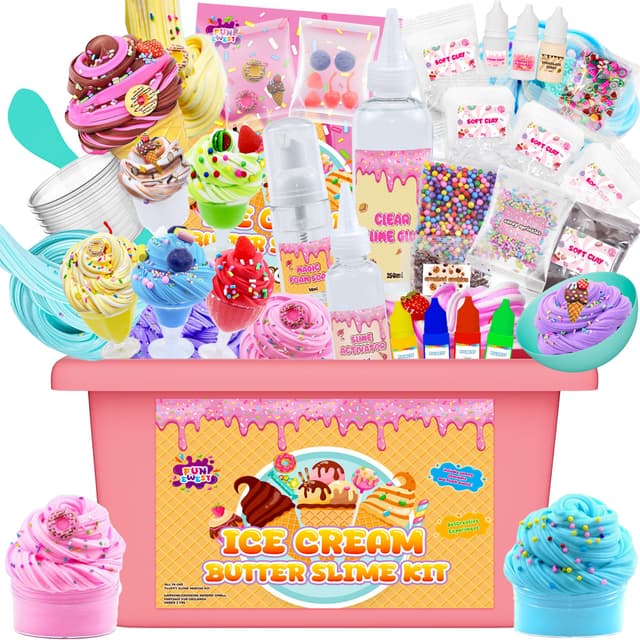 🌈 Mini Schleim Set Zum Selber Machen für Kinder 8-12 Jahre! 🍦 DIY Eiscreme Slime Kit mit 30+ Teilen 🎁 Sicher & Kreativ 🎉