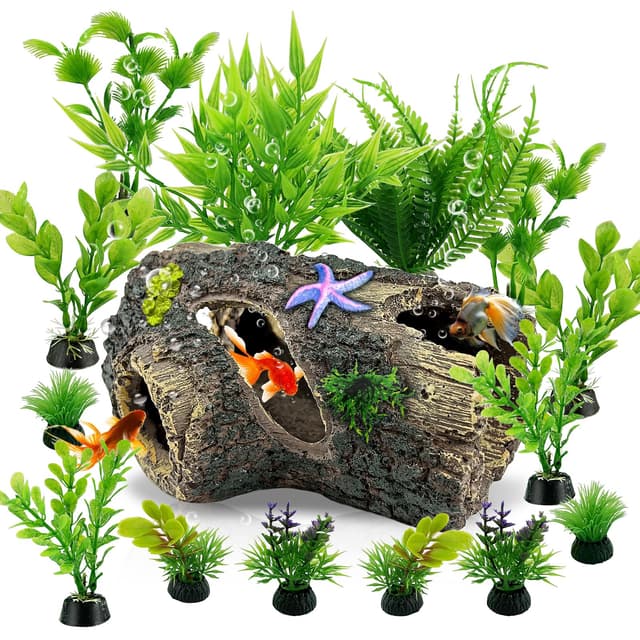 🐠🐢 GZkushi 1 Stücke Aquarium Deko, Pflanzen Echt,13,5 * 9 * 5,5 cm 🌿🍏
