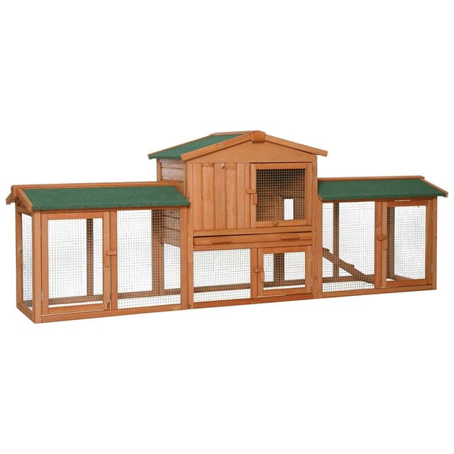 🐰🌟 Lionto Kaninchenstall aus Holz auf Zwei Etagen mit Rampe, 212x52x85 cm 🌟🐰