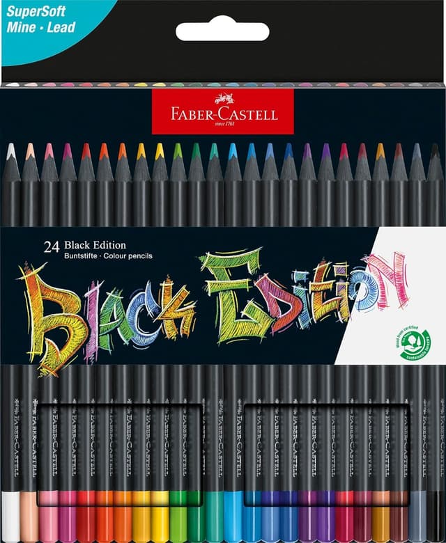Faber-Castell 116424 - Buntstifte Blackwood, Black Edition, 24er Etui Kartonetui 24 stück (1er Pack)