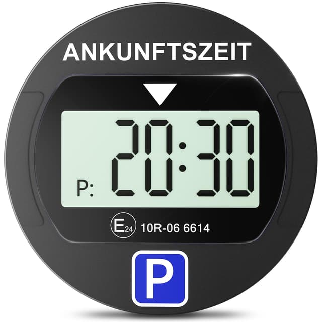 🚗 Warmfay® Elektronische Parkscheibe mit Zulassung vom KBA - Automatische Digitale Parkscheibe Elektrisch mit Batterie, Elektrische Parkuhr Auto (1-PACK Schwarz)