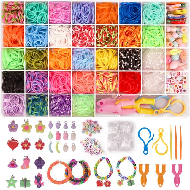 2500+ Loom Bänder Set 🌈🎁 | 40 Bunte Gummibänder Kit für Kinder
