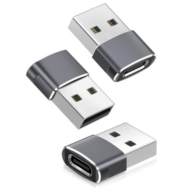 🔌 Basesailor USB auf USBC Adapter für iPhone, iPad, Apple Watch, Samsung Galaxy - 3er Pack Grau