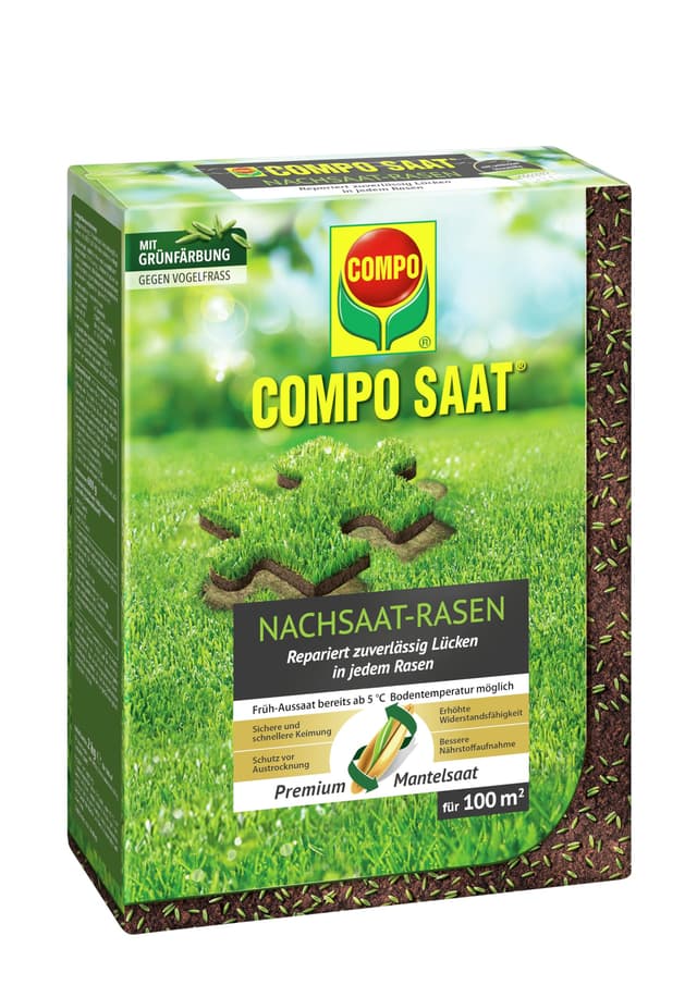 COMPO SAAT Nachsaat-Rasen - Hochwertige Saatgutmischung mit Premium-Mantelsaat 🌱🌿