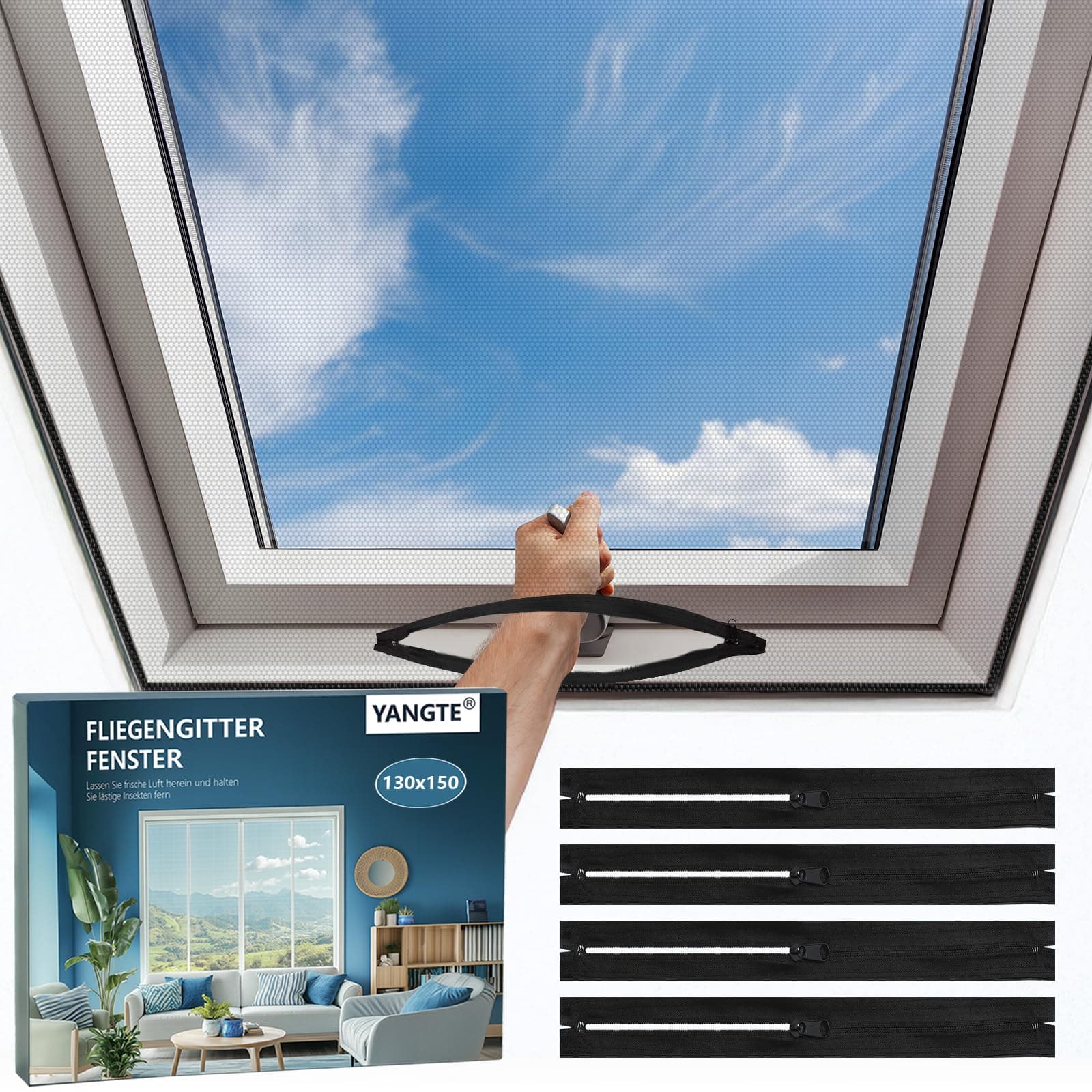 YANGTE Fliegengitter für Dachfenster 130x150 cm - Insektenschutz ohne Bohren! 🪲🪰
