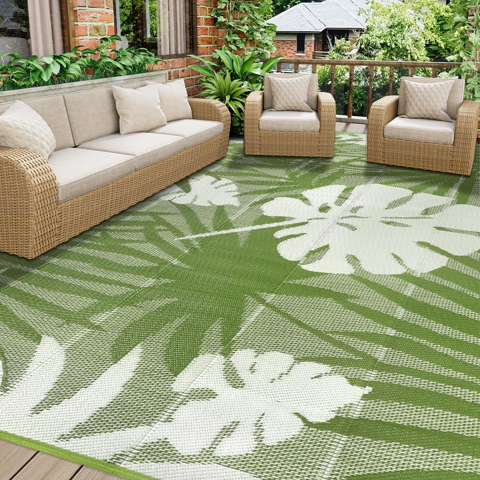 🌞 Homcomodar Outdoor Teppich 270x365cm - UV-beständige Camping Matte