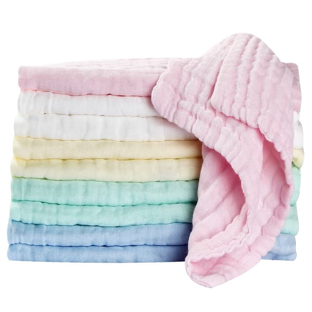 Koo-dib Baby Musselin Waschlappen Tuch Baby Mullwindeln Spucktücher Handtücher 10er Pack