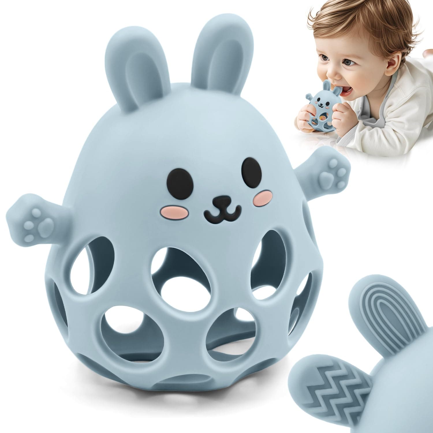 🐰🌈 Hasenform Beißring Spielzeug für Baby | Silikon Beißspielzeug für Autistische Kinder