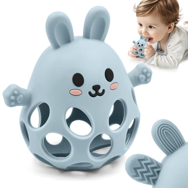 🐰🌈 Hasenform Beißring Spielzeug für Baby | Silikon Beißspielzeug für Autistische Kinder