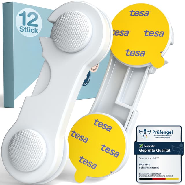 💙 MUTKIND® Kindersicherung Schrank (12 STK) - Extra Starker Halt - Schranksicherung Baby