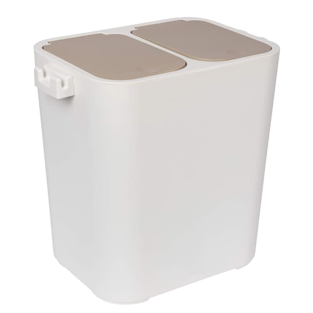 ONVAYA® Mülltrennsystem Ben | Mülltrennung mit mehreren Fächern 🗑️ | Mülleimer in creme-weiß | Abfalleimer für Küche & Bad (18 Liter, Beige)