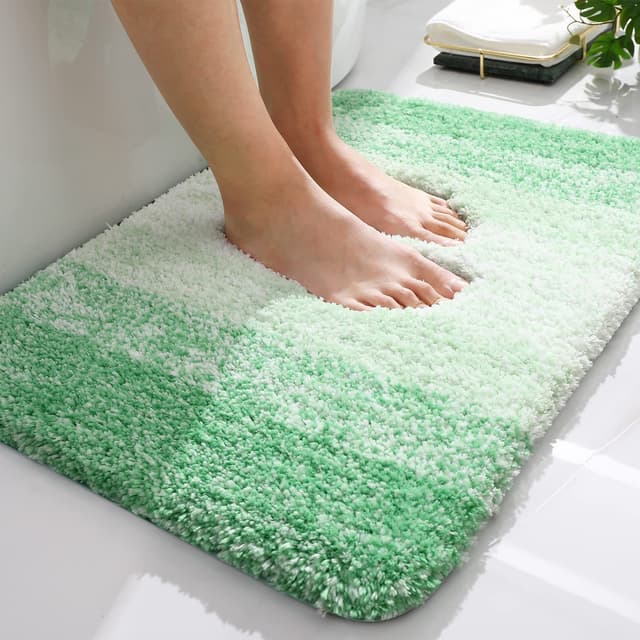 Homaxy Weich Badezimmerteppich 60x90 cm, rutschfest waschbar Badematte Flauschige Hochflor Badteppich Mikrofaser Saugfähig Badvorleger Duschvorleger (Grün) 60x90 cm Grün 🛁🏡