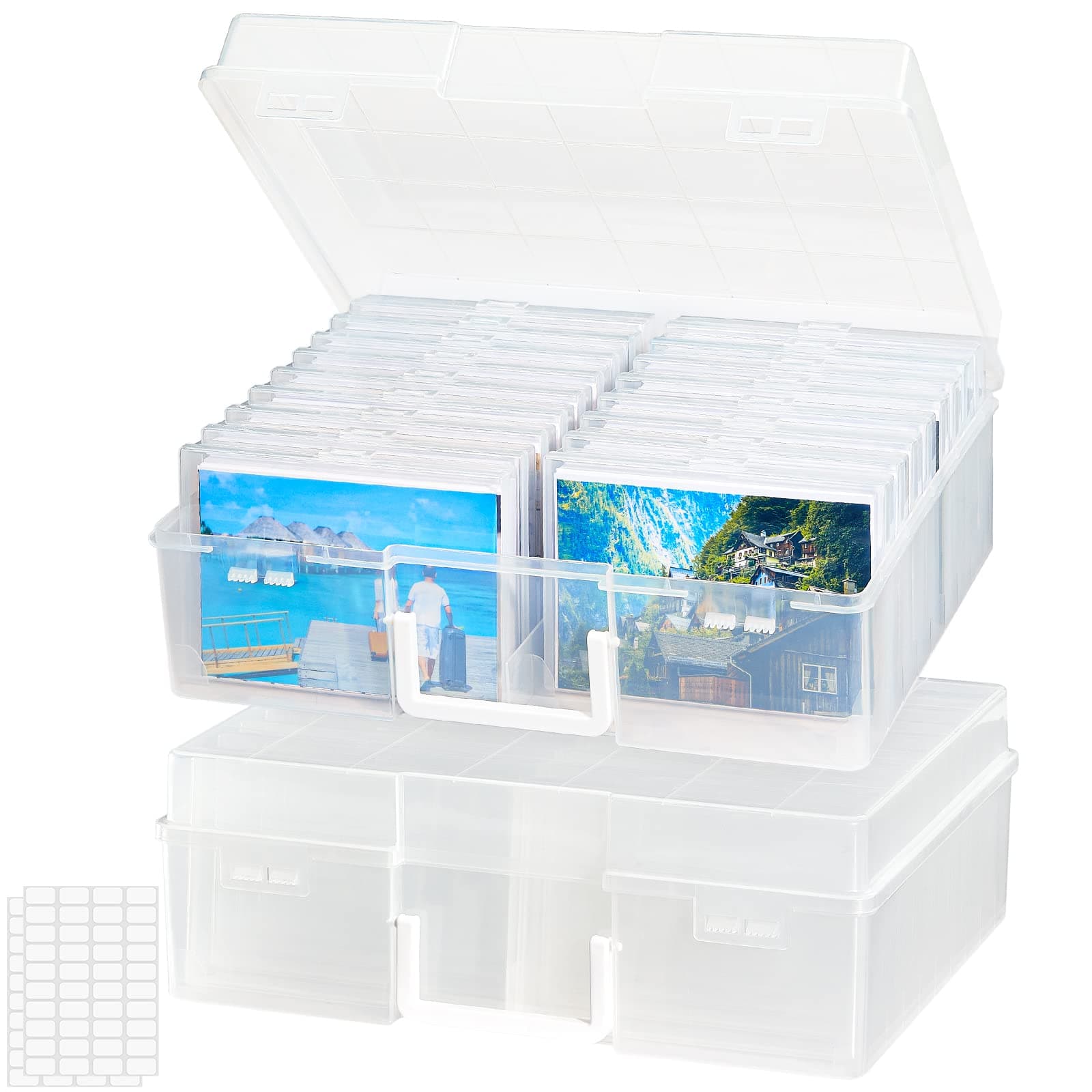 📸📦 Lifewit Fotoaufbewahrungsbox 10,1 x 15,2 cm Fotoetui, 18 innere Fotohalter, durchsichtige Fotoboxen zur Aufbewahrung, Foto-Organizer aus Kunststoff für Saatgut, Karten, Handwerk, Aufkleber, 2 Stück Transparente