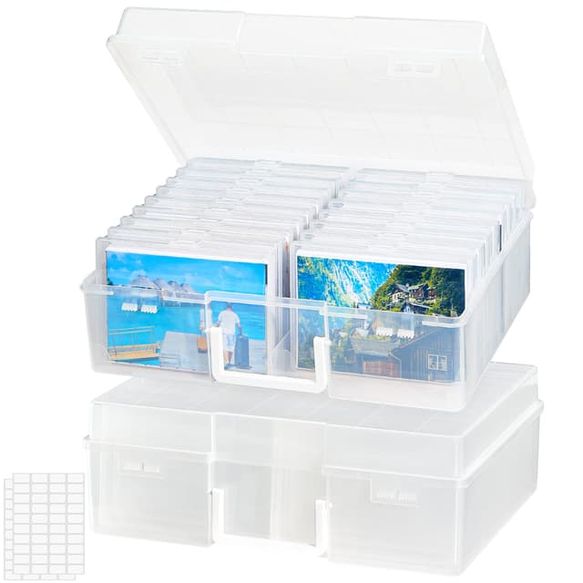 📸📦 Lifewit Fotoaufbewahrungsbox 10,1 x 15,2 cm Fotoetui, 18 innere Fotohalter, durchsichtige Fotoboxen zur Aufbewahrung, Foto-Organizer aus Kunststoff für Saatgut, Karten, Handwerk, Aufkleber, 2 Stück Transparente
