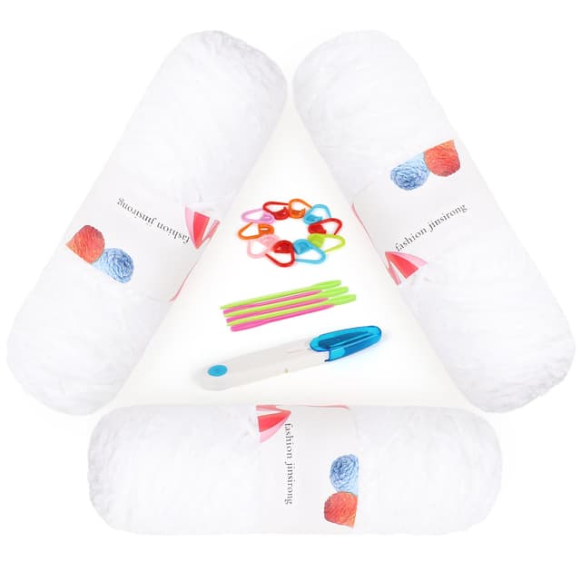 Aeeque Chenille Wolle, 3×100g Samt Chenillegarn Set 🧶🧵