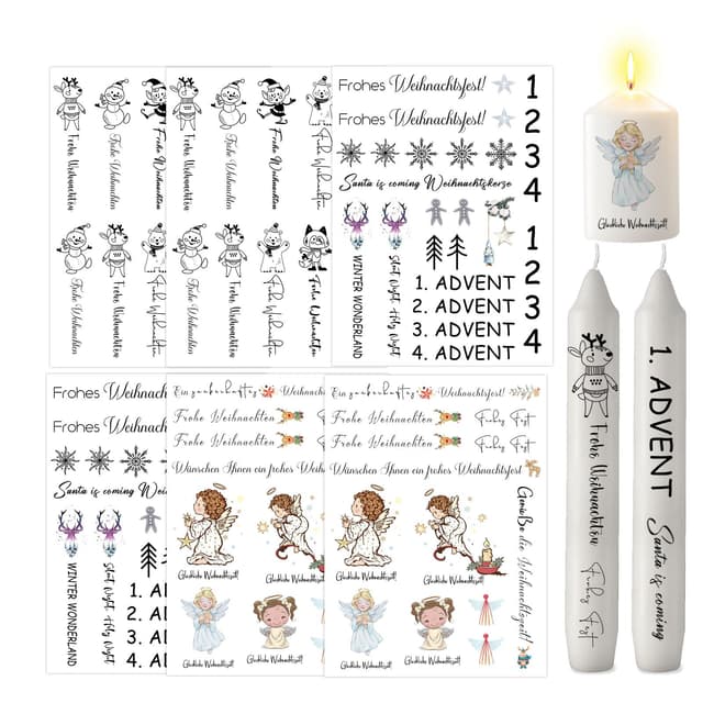 ALLAVA 6 Stück Kerzentattoos Weihnachten 🕯️🎄
