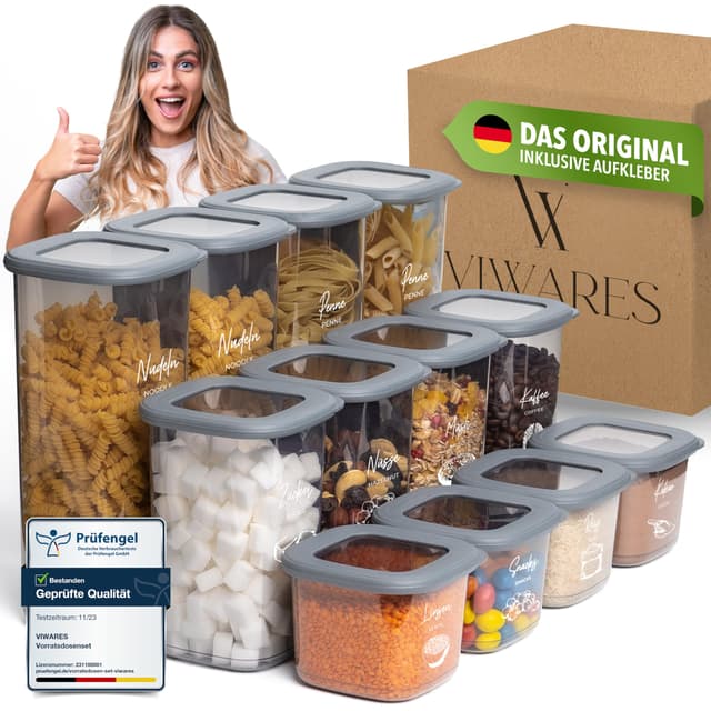 🌟 12er Vorratsdosen Set - Luftdicht & BPA-frei - Küchenorganizer 🍲🍪